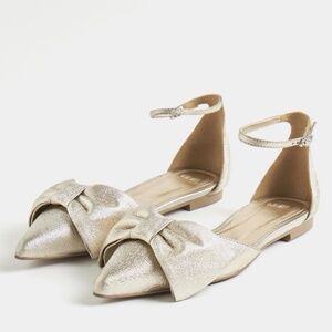 Lime Silver Bow Flats in Size 38